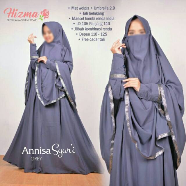 Gamis Jumbo Annisa Syari Ori Hizma Longdress Maxi wolfis