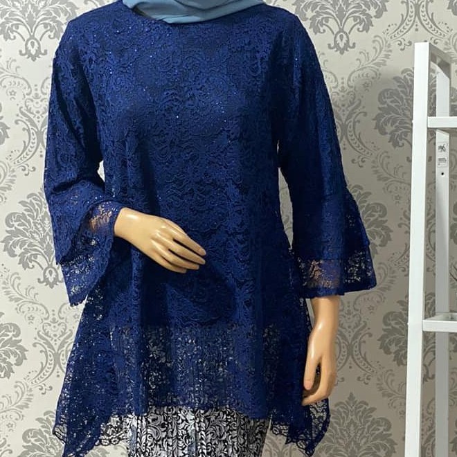 Atasan kebaya Rinjani Brukat Modern Navy Blue