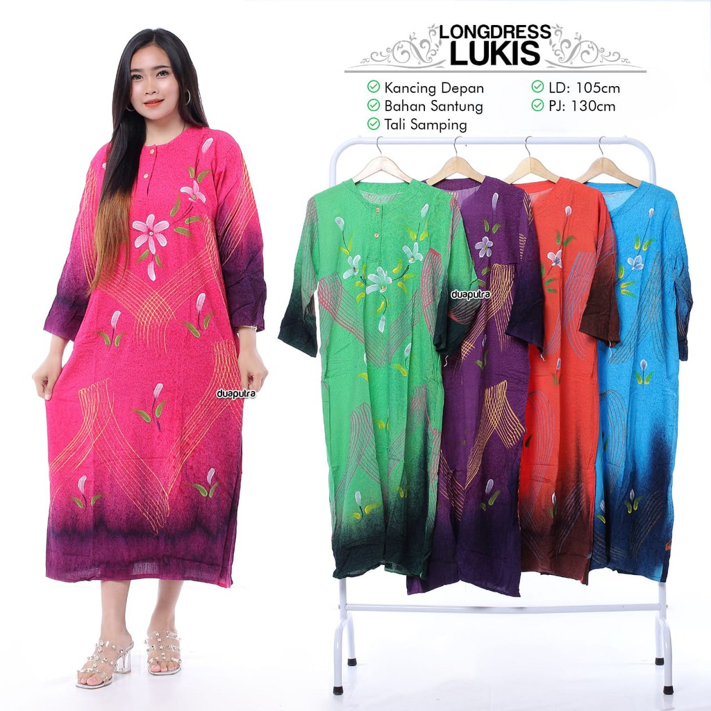 DASTER LENGAN PANJANG NEW ARRIVAL Setelan ONE SET Rayon Oversize CP Waka Kope Pecah Jumbo Fit XXXL-LONG LUKIS