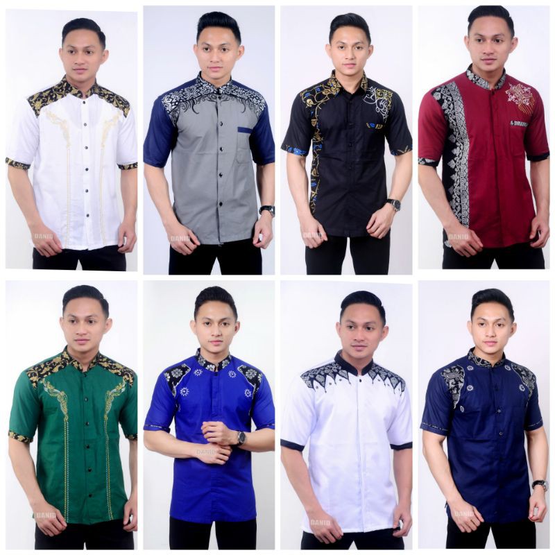 Baju Koko Batik Lengan Pendek Busana Muslim Pria Seragam Terbaru
