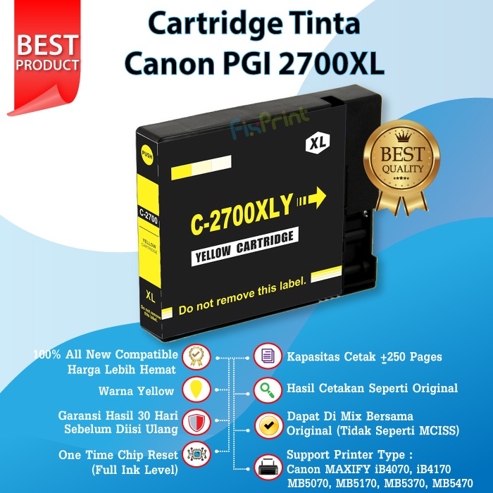 1 Satu SET CMYK Cartridge Tinta Canon PGI 2700XL 2700 XL PGI2700XL