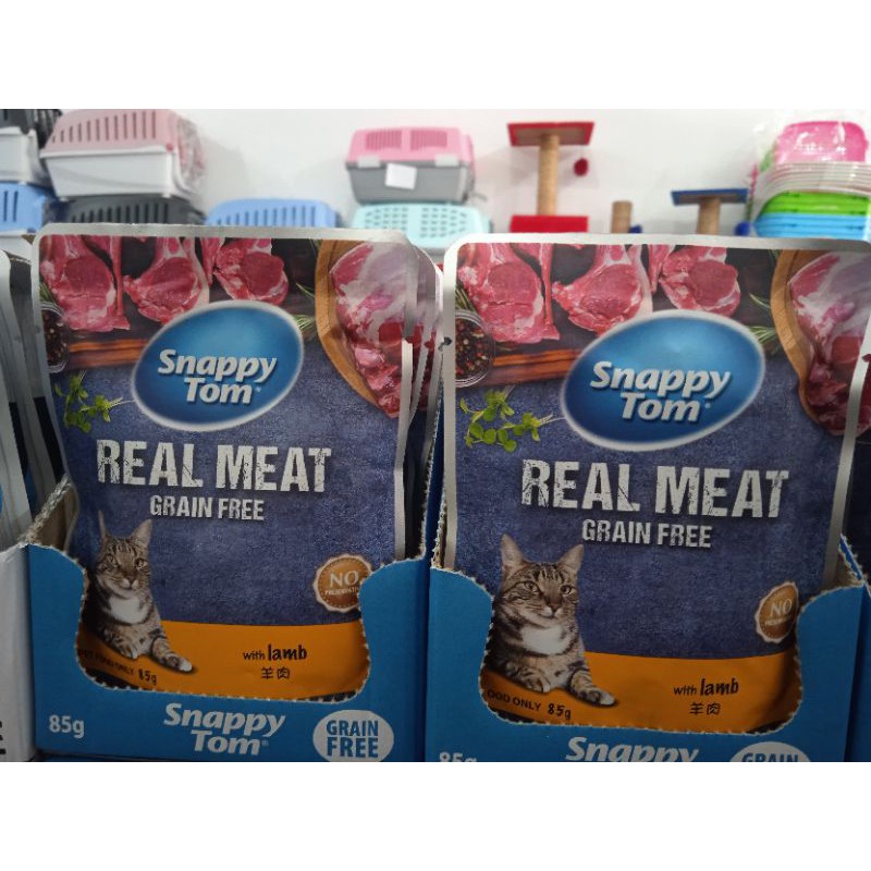 snappy tom wetfood sachet with lamb 85gr