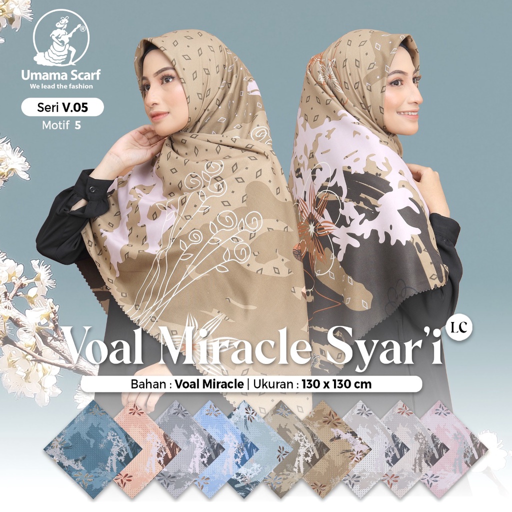 Kerudung Segiempat Basic Voal Miracle Motif Syar'i By Umama Hijab Segi Empat Motif Jumbo Nayla Hija'b