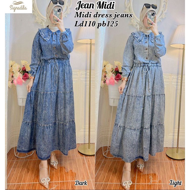 JEAN MIDI DRESS JEANS / DRESS WANITA MIDI JEANS
