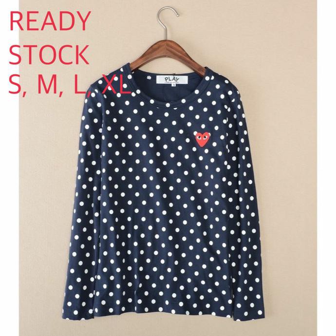 FASHION WANITA  CDG PLAY POLKADOT LONG SLEEVE {PRODUK TERBARU}