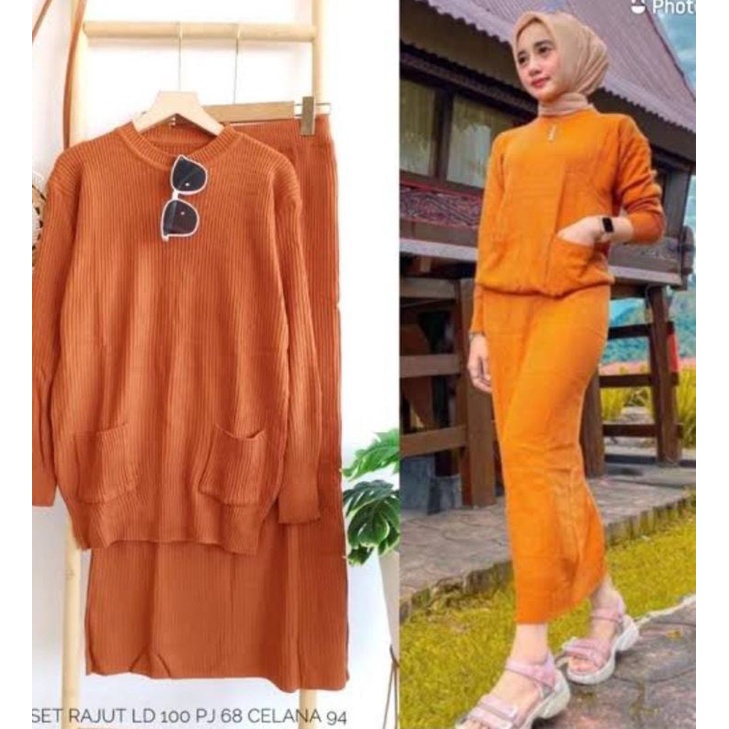 SETELAN ROK RAJUT VIRAL/SET ROK SPAN KEKINIAN/SETELAN WANITA