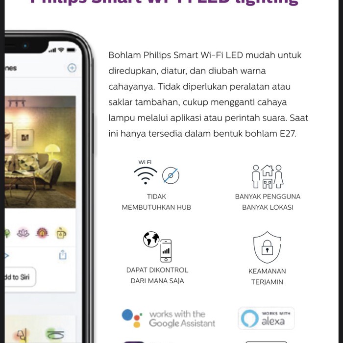 PHILIPS SMART WI FI LED 8W 8 W WATT COLOR WIFI TUNABLE 16 JUTA WARNA