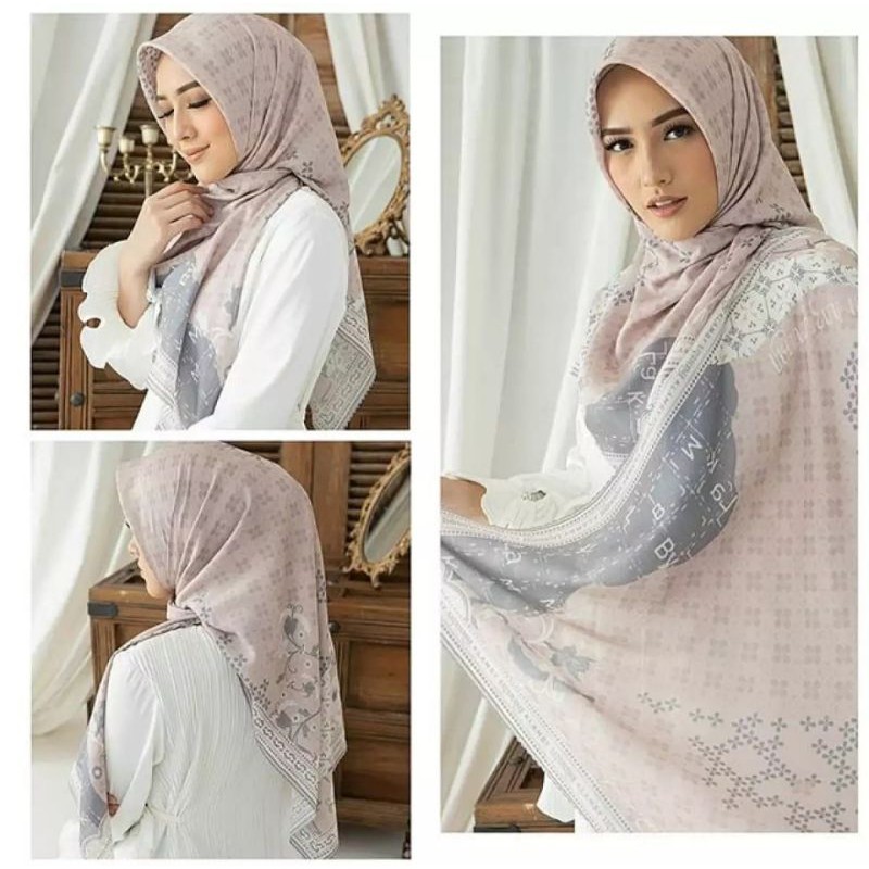 hijab segi empat motif  scraf askara / jilbab voal premium / kerudung terbaru 2021 / jilbab / hijab