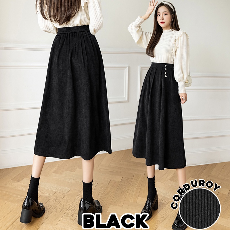 KARAKOREA 320 Corduroy Velvet Skirt/Korean Women Skirt/Maxi Skirt