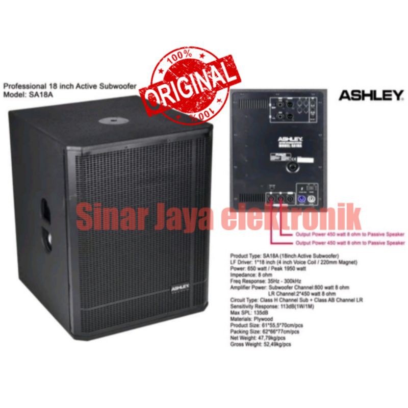 Subwoofer Active Ashley SA18A Original 18 inch ( 1UNIT )