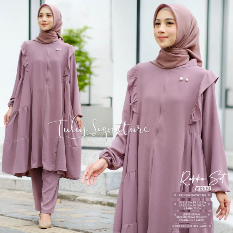 RAFIKA SET BY TULUS SIGNATURE / ONE SET WANITA MUSLIMAH / Setelan baju wanita airflow import
