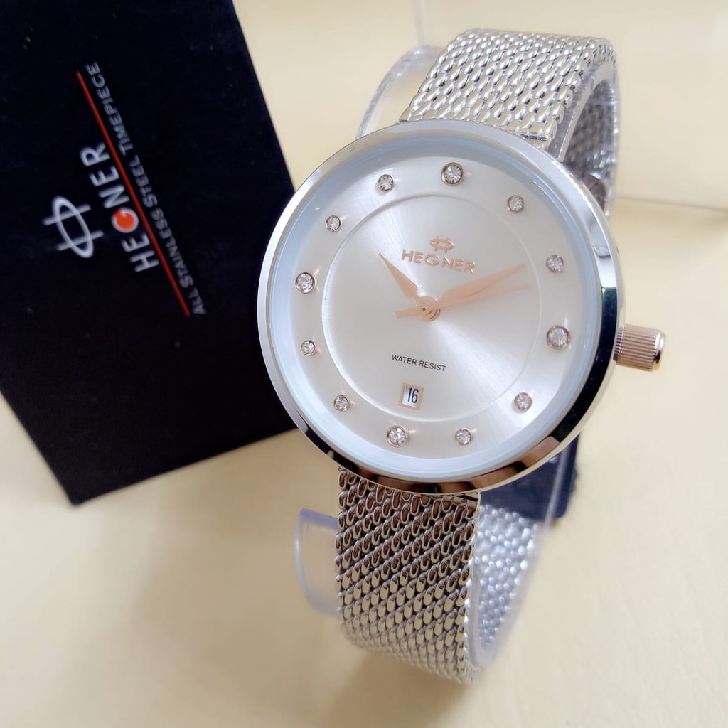 Hegner 1648 - Jam Tangan Fashion Wanita - Rantai Pasir Steel - Anti Air - Analog Quartz - Original