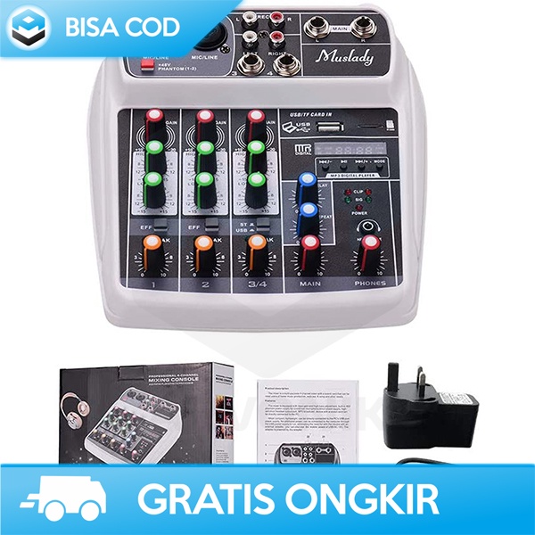 CONSOLE MIXER PROFESSIONAL BY MUSLADY AI-4 PHANTOM POWER 48V 4 CHANNEL