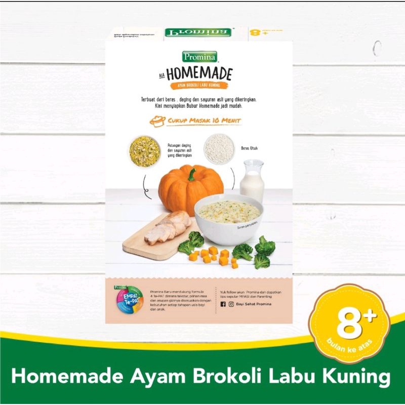 Promina 8+ Homemade Bubur Ayam Brokoli Labu Kuning / Bubur bayi/ Makanan bayi - 100gr