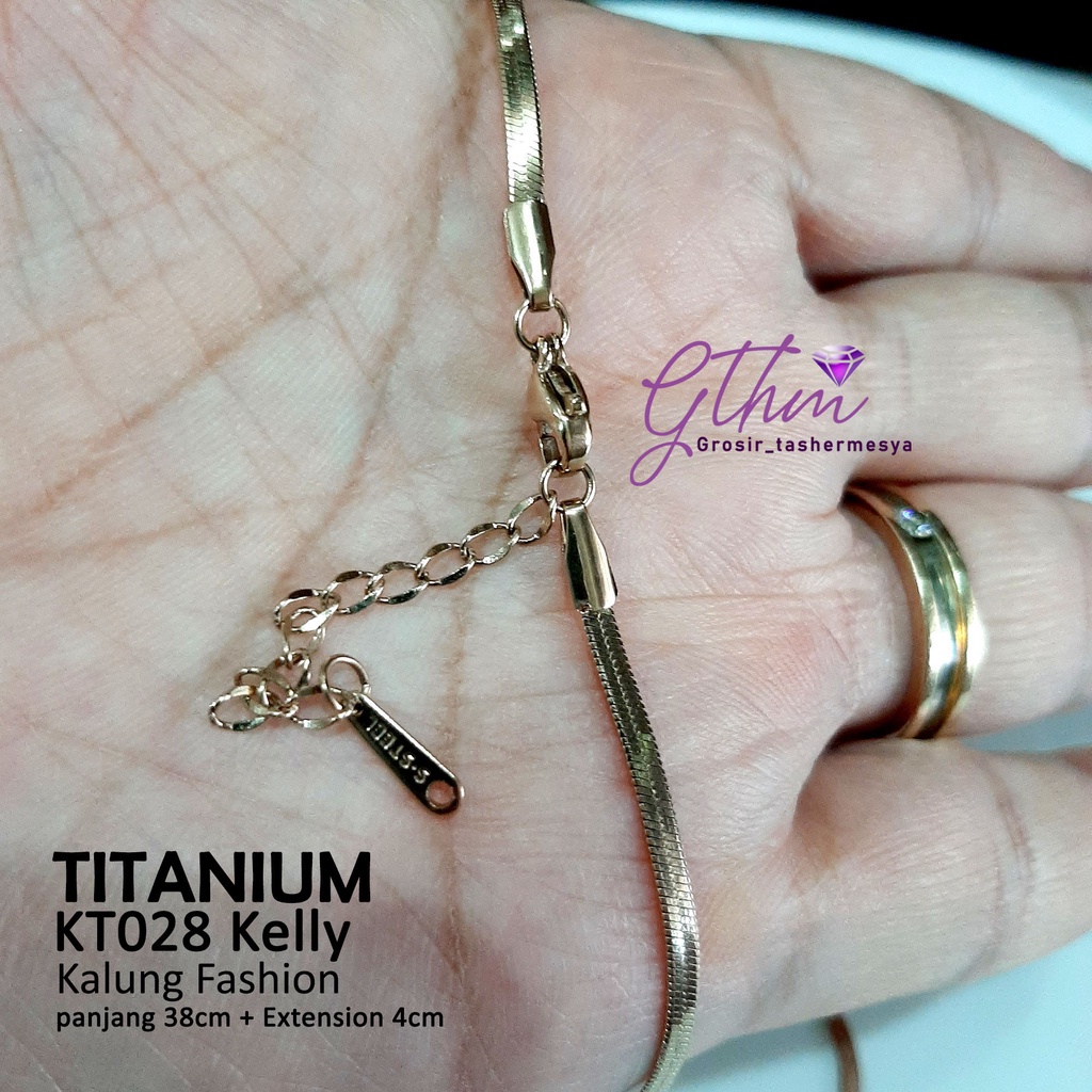 Kalung Titanium Branded Kelly Pipih Perhiasan Fashion Import Premium KT028 GTHM