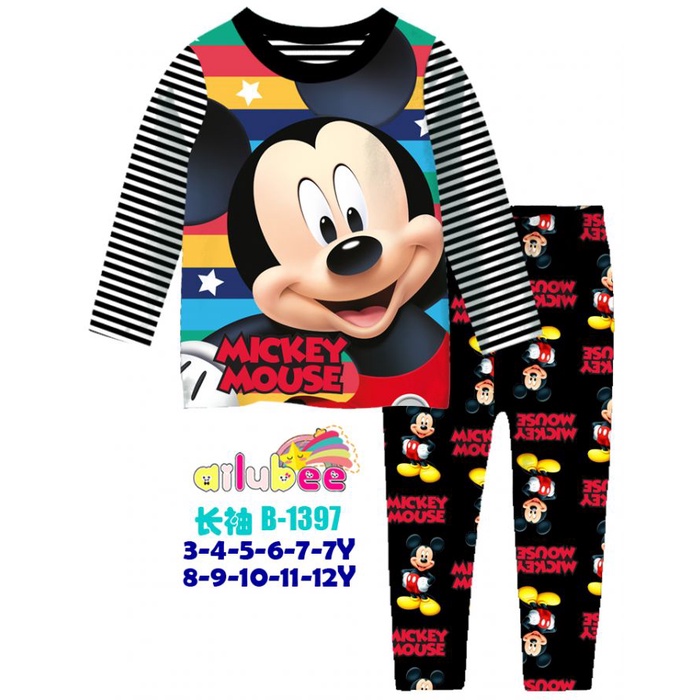 Baju tidur anak laki laki mickey mouse /piyama anak lengan panjang