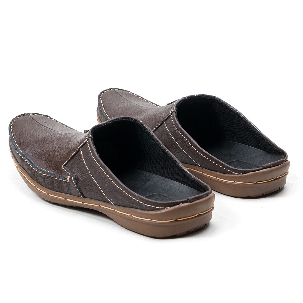 Sandal Slop Bustong Pria Kulit Asli Rajut Moccasin Fordza AR03