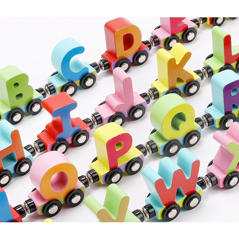 wooden train alphabet letters