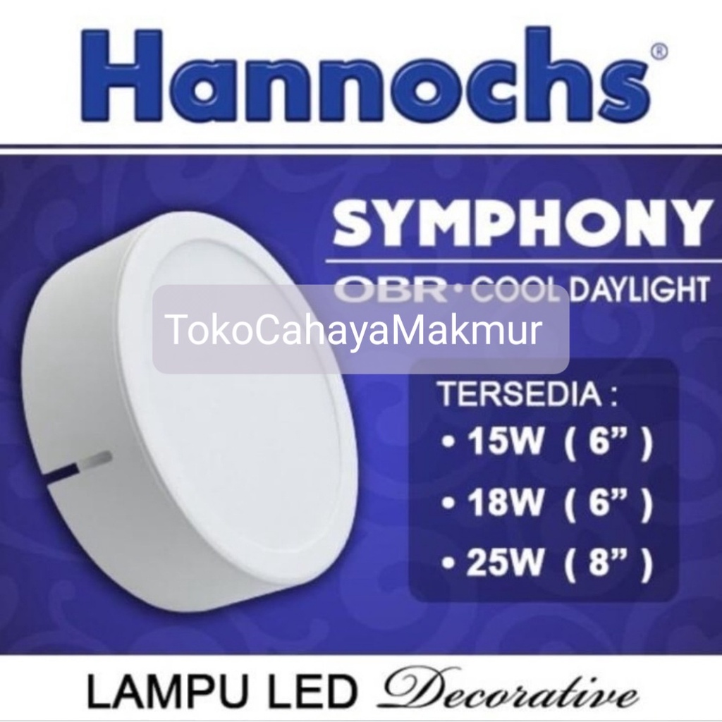 Lampu LED Downlight Hannochs Symphony IBR OBR Round Bulat 7w,9w,12w,15w,18w,25w CoolDayLight