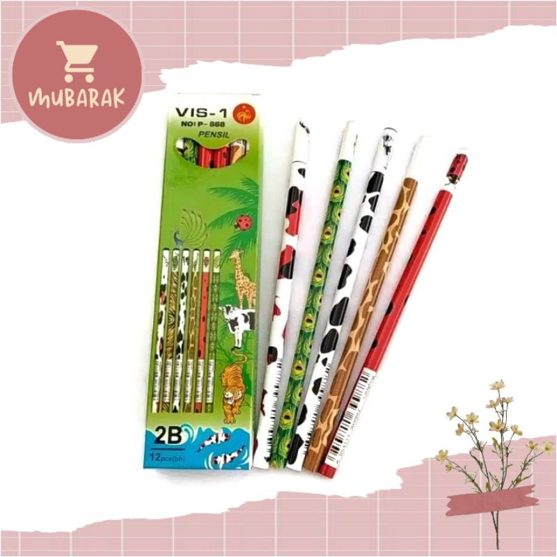 

[ 12 PCS ] PENSIL KAYU 2B KARAKTER HEWAN VIS-1 HARGA GROSIR MURAH