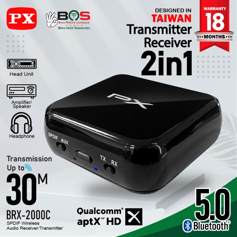 Bluetooth Receiver Transmitter Audio 5.0 HD Stereo 2 in 1 PX BRX-2000C