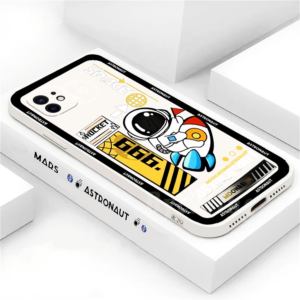 Soft Case TPU Motif Astronot Luar Angkasa Untuk iPhone 11 Pro Max 13 12 Xr XS 6 6S 7 8 Plus SE 2020