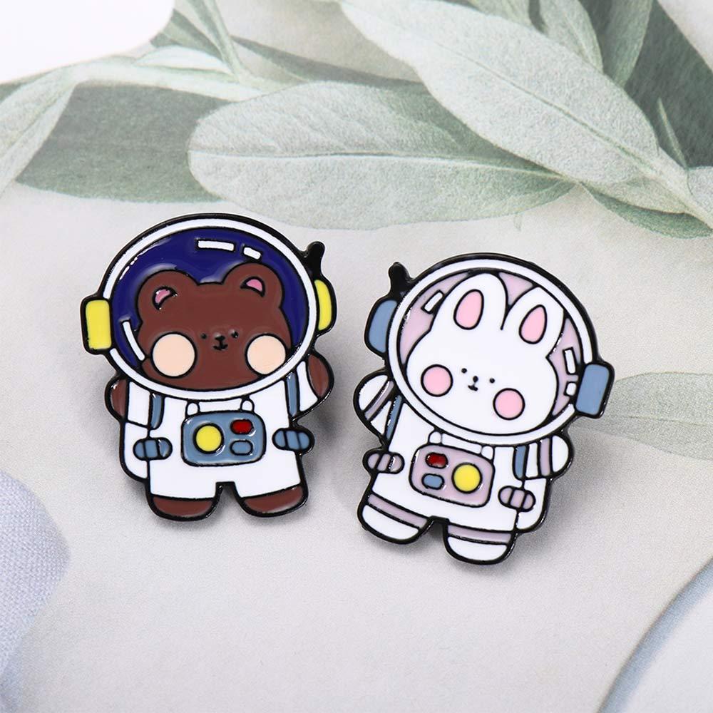 [Elegan] Astronot Beruang Bros Hadiah Untuk Anak-Anak Kartun Perhiasan Aksesoris Kelinci Lencana Pin Kerah Pin Enamel Pin