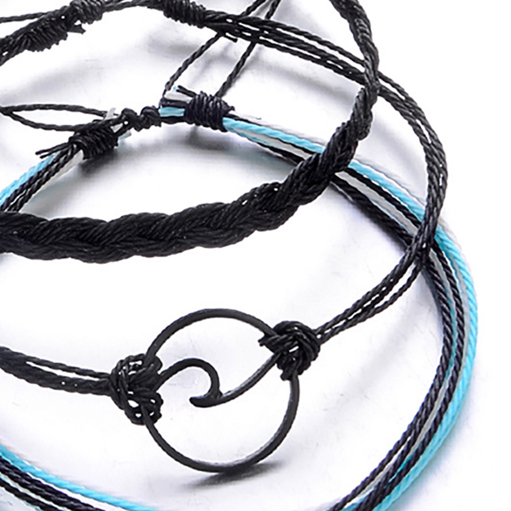 3pcs / Set Gelang Tali Kepang Multilayer Gaya Bohemia Untuk Kencan