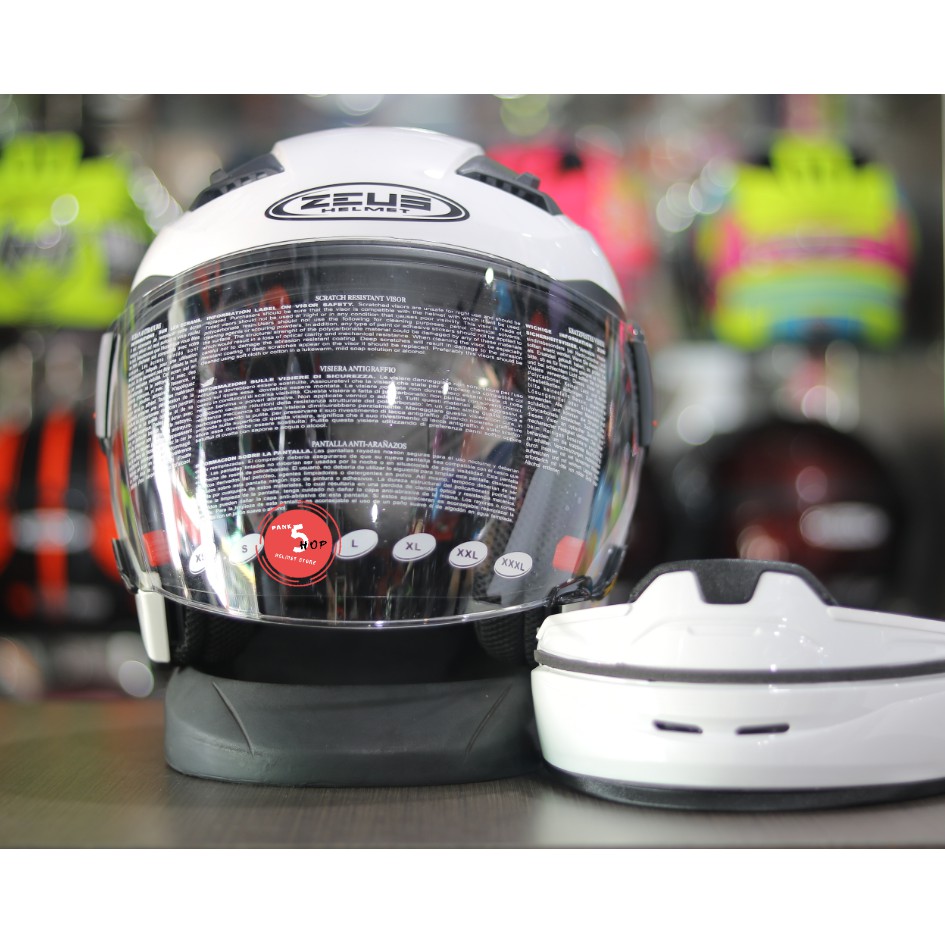 Helm Zeus 611c White  putih glossy Doubel Visor
