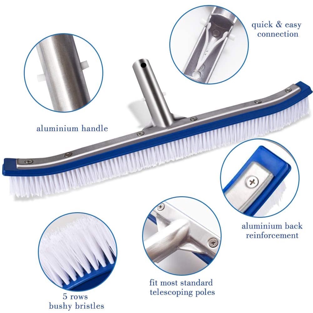 Ready Pool Brush Sikat Kolam Renang Gagang Metal Ukuran 45cm
