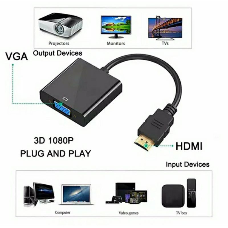 Converter HDMI TO VGA / Adapter Cable hdmi to Vga Bagus