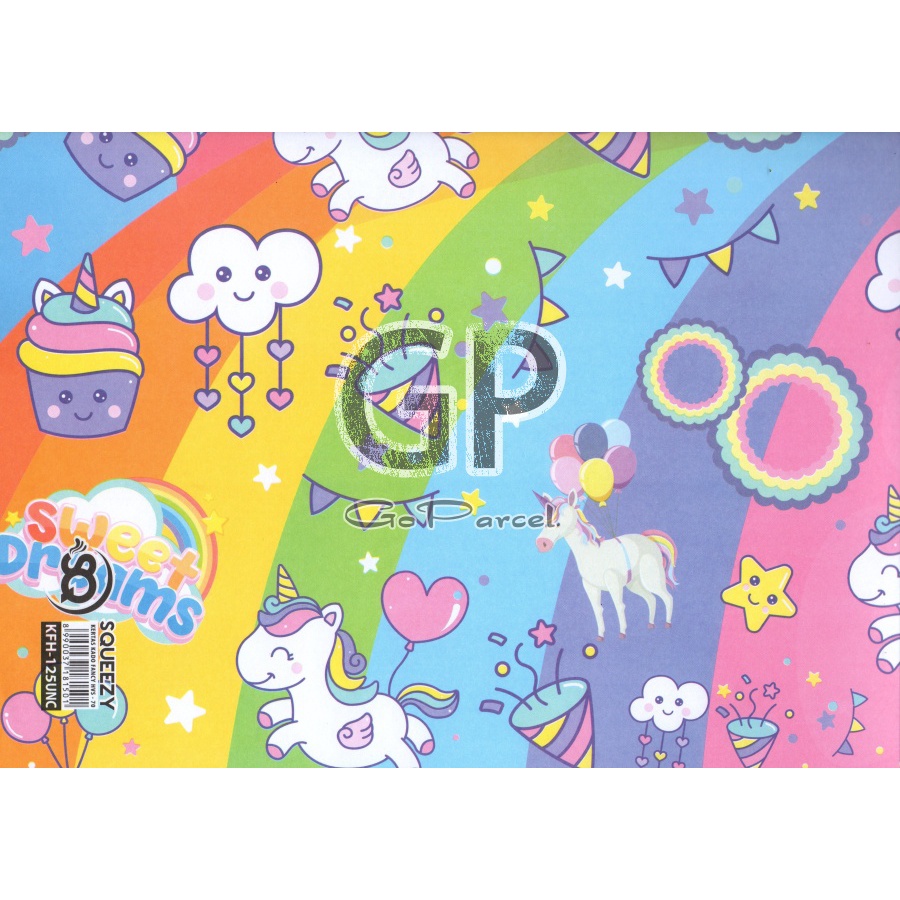 ( 5 Lembar ) KERTAS KADO SQ DOFF - GIFT WRAPPING PAPER UNICORN PINK BIRU KUDA PONI LITTLE PONY RAINBOW