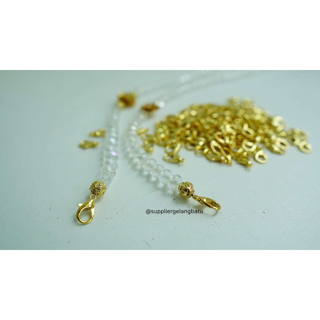 spacer Kait udang / kokot udang 16mm gold kait ujung tali masker bahan