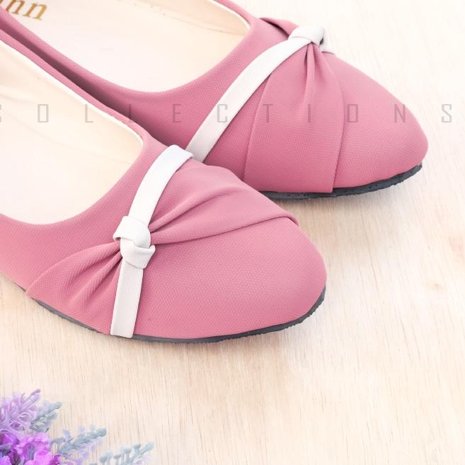 Vahn SUKI Flat Shoes Kerja Wanita Casual Santai Hitam Abu FMD05