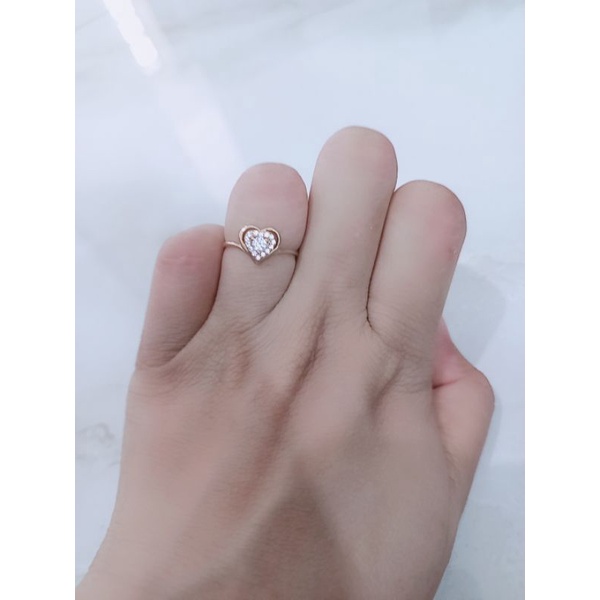 cincin perak asli 925 lapis emas cincin wanita model love mata putih - perhiasan silver 925 asli