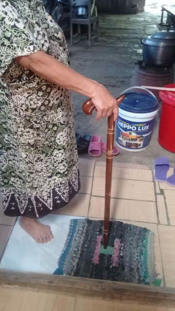 Teken Tongkat Tup40 Orang Tua Alat Bantu Jalan Kayu Jati Ukir Cukit