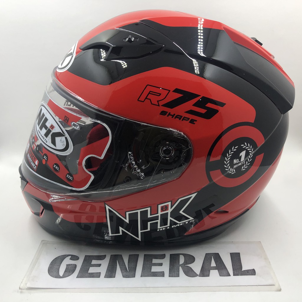Helm NHK GP1000 GP 1000 Motif R75 Red Black Merah Hitam Full Face Double Visor