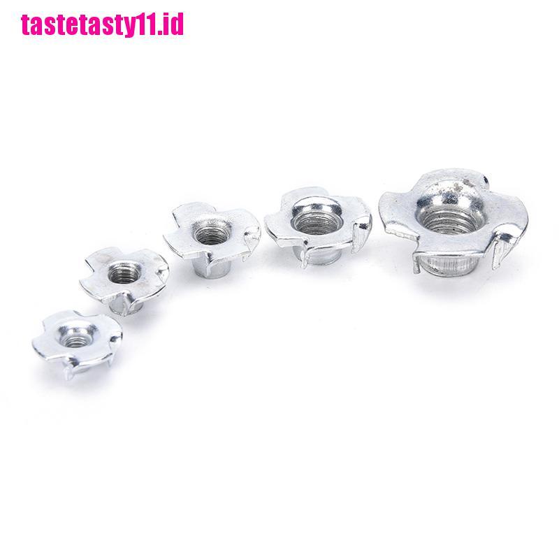 10 Pcs T Nut Insert M4 / M5 / M6 / M8 / M10 Empat Cabang Bahan Zinc Untuk Furniture Kayu