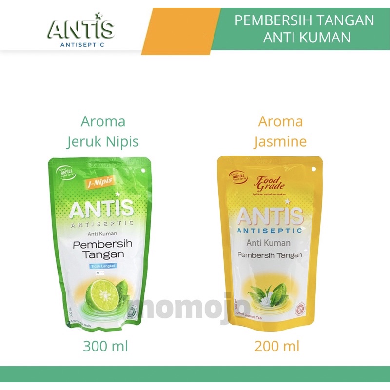 ANTIS Hand Sanitizer Food Grade Refill Pouch Aroma Jeruk Nipis / Jasmine Tea