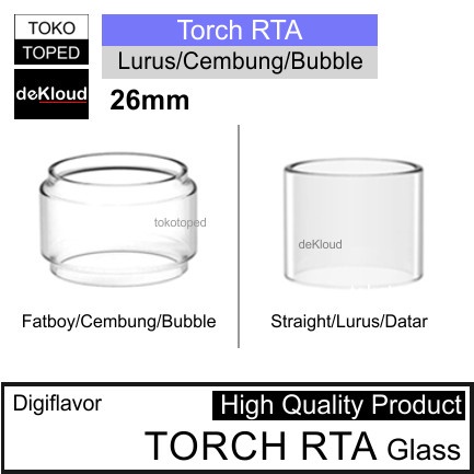 Tabung Kaca TORCH RTAx Replacement Glass | 26mm warna glass bening