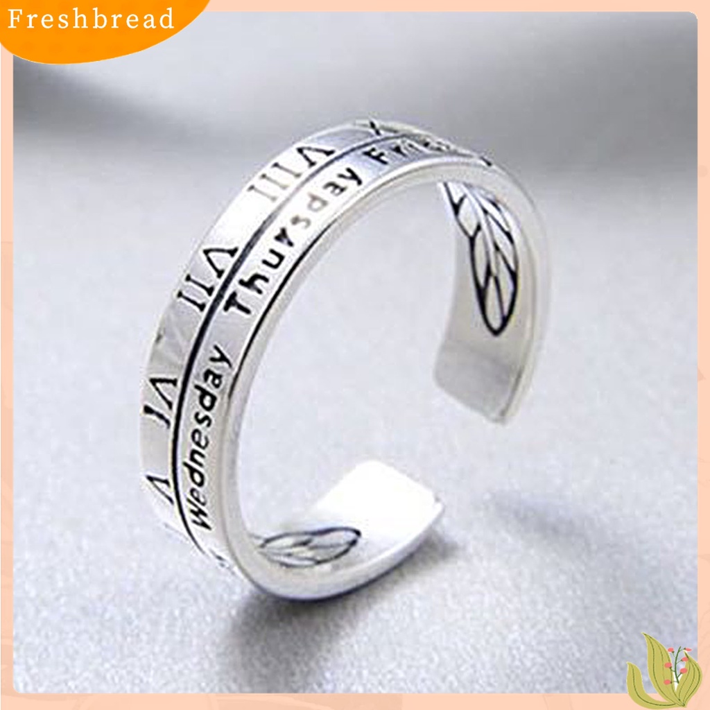 [TERLARIS]Retro Adjustable Roman Numerals Engraving Opening Ring Wedding Band Party Jewelry