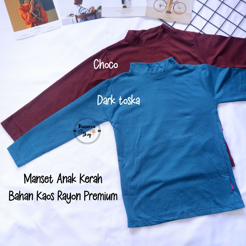 Manset Kaos Anak usia 1-3 thn size S kerah turtle neck bahan rayon premium