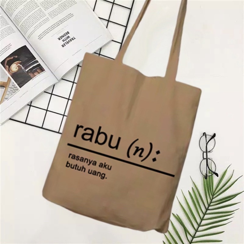 TAS TOTE BAG HARI WANITA / TOTEBAG PAKAI RESLETING