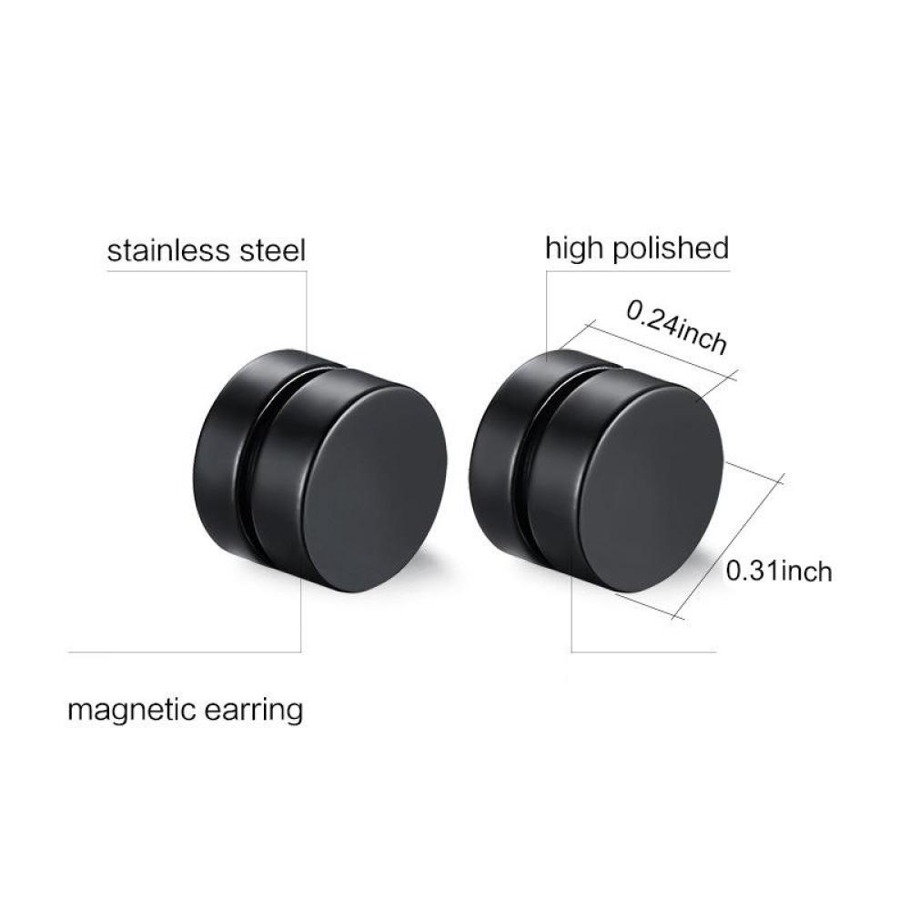 Timekey 1 Pasang Anting Klip On Magnetik Bahan Stainless Steel Ukuran 8MM Untuk Pria A6K5