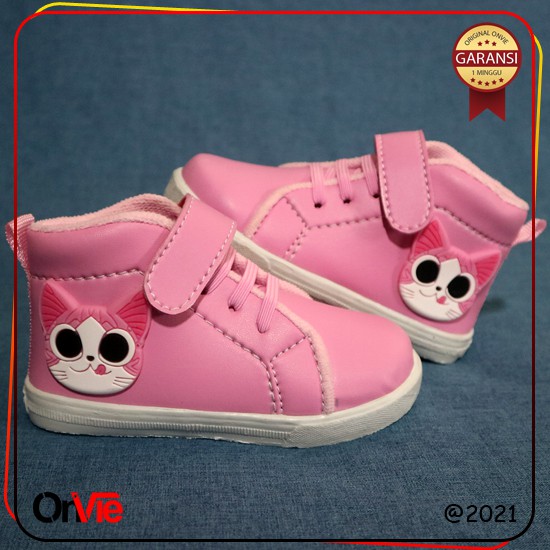 Sepatu Boots Anak Perempuan Motif Meow Kucing Lucu | Sepatu Kids Onvie