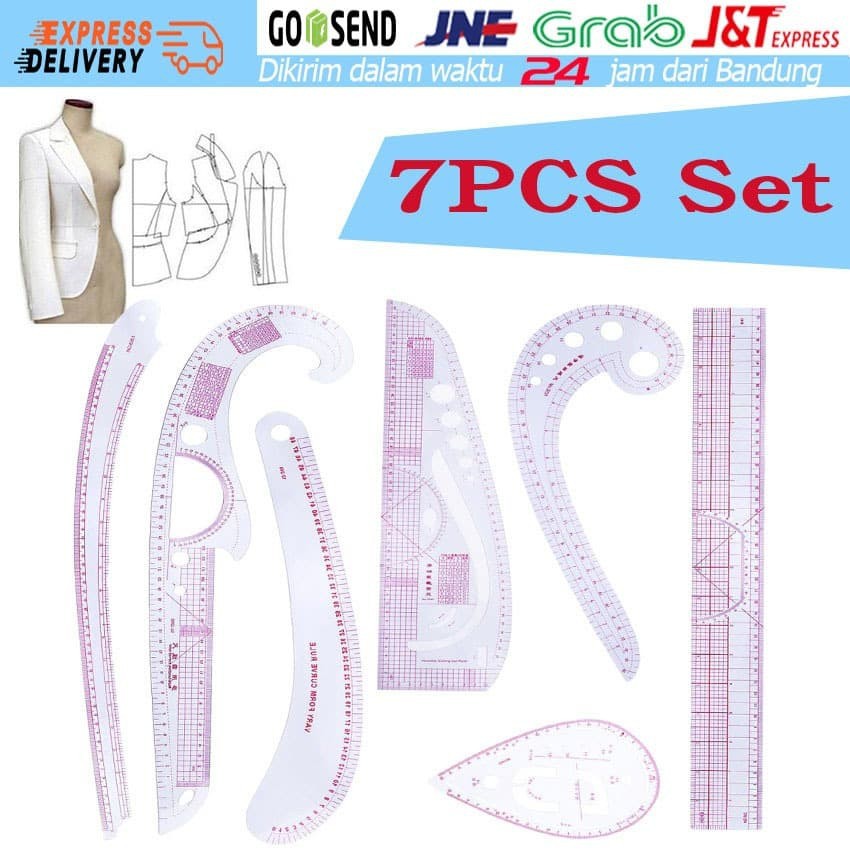 7PCS/Set Penggaris Jahit/Menjahit/Busana/Penjahit-Pola Quilting Ruler