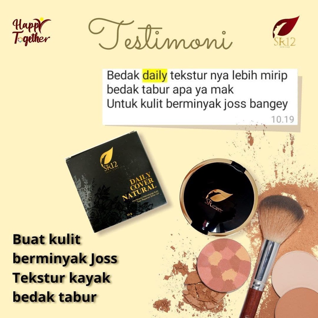 Daily cover beige Sr12 Bedak padat Menutupi bekas jerawat Melindungi kulit dari paparan sinar UV Tahan lama Berspf 14 Kosmetik wajah 14g Bpom Original Berkualitas Murah Terlaris Cod Daily Cover Natural 14gr Saudagarsr12