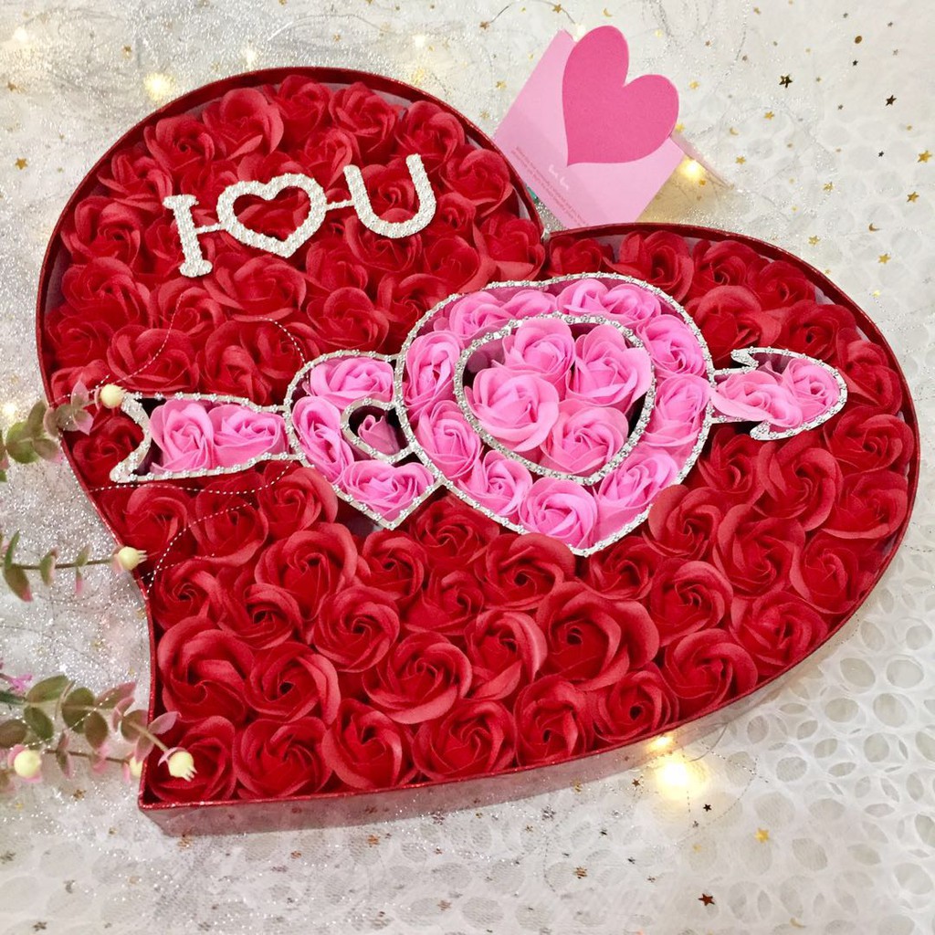 F017 Bunga Kotak Love Valentine Kado Ultah Anniversary Jaman Now Indonesia