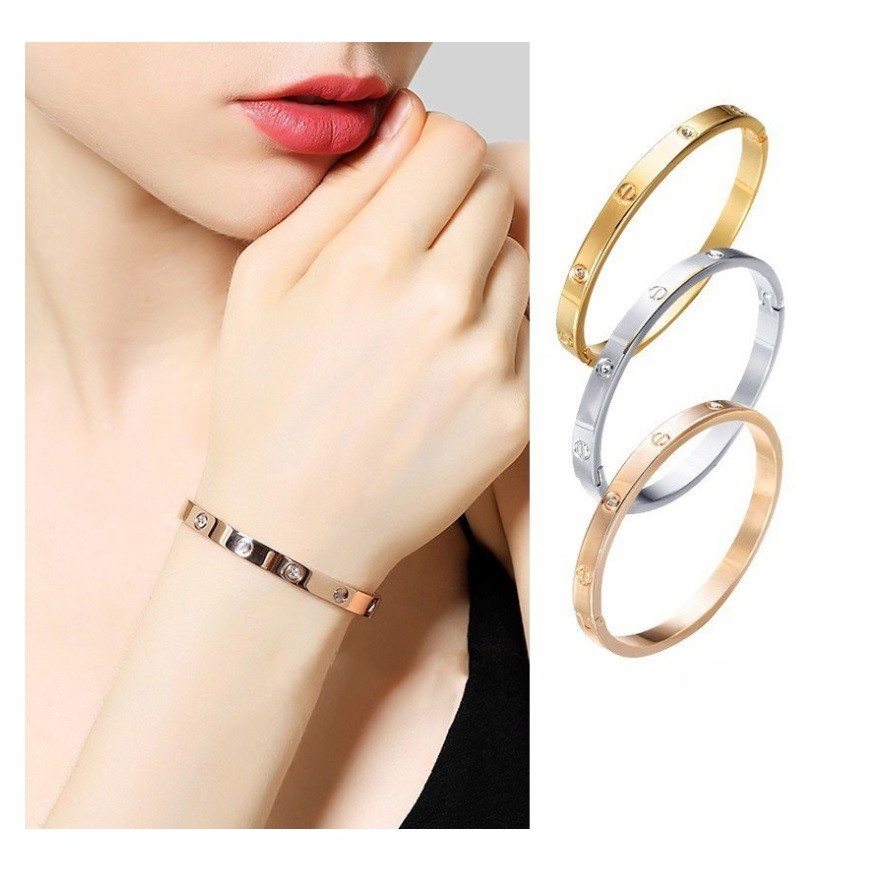 Gelang Tangan SKRUP DIAMOND Lapis Emas Korea Eropa Fashion Bangle Bracelet Model 2X POLISH!!