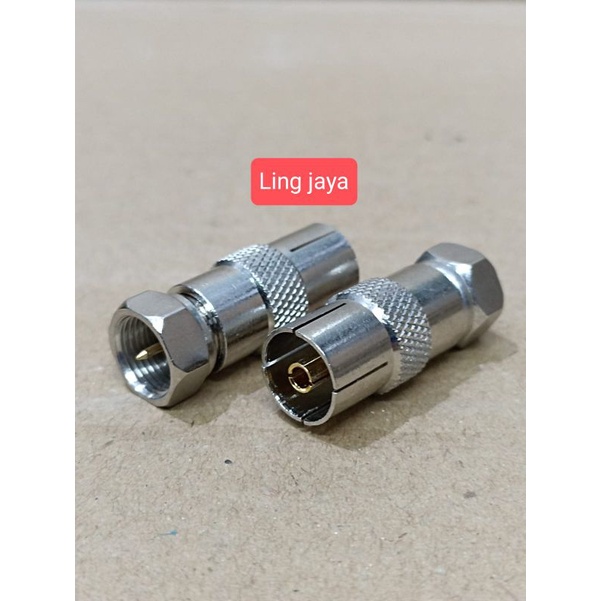 SAMBUNGAN KONEKTOR F JARUM TO JEK ANTENA TV CEWE FEMALE